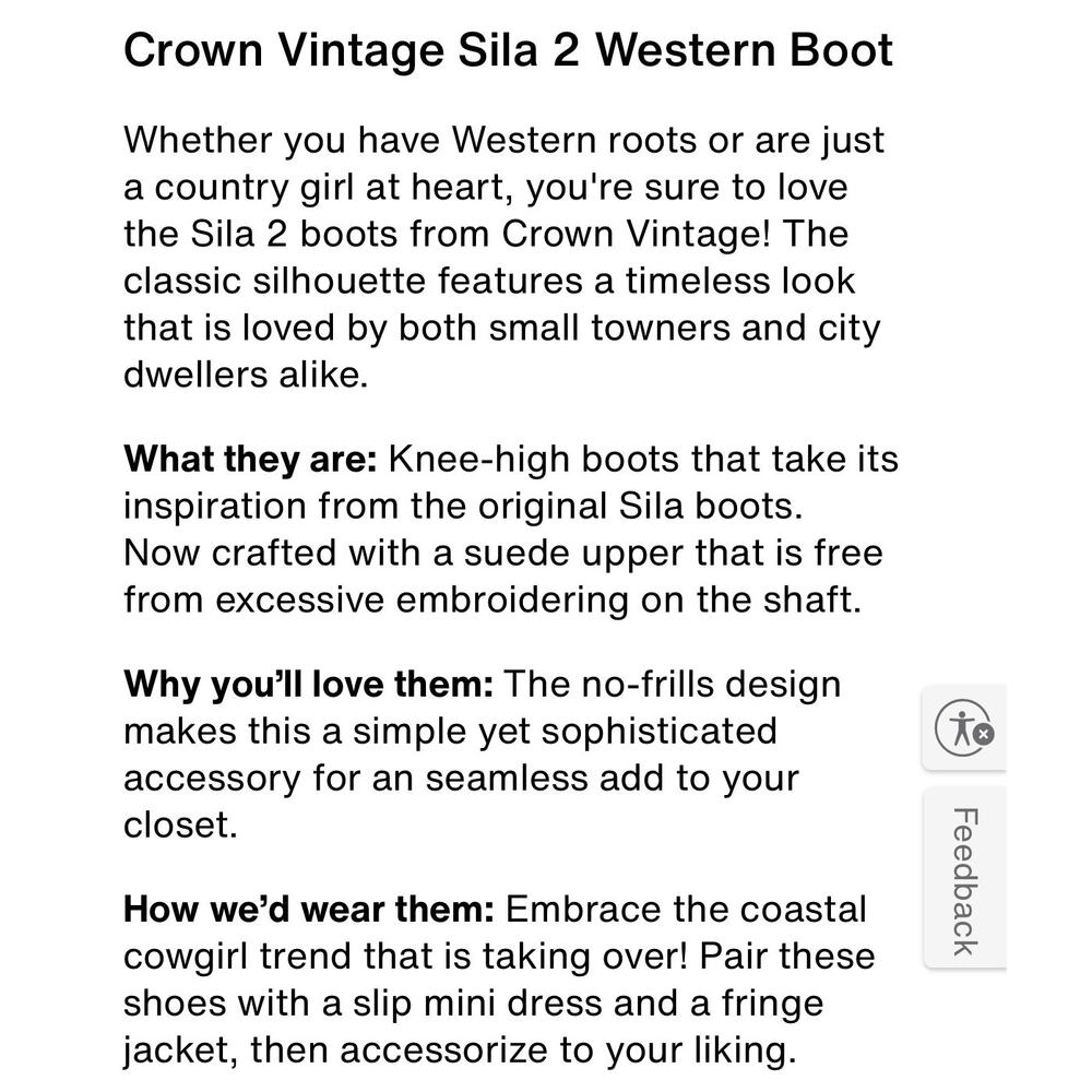 Crown Vintage Sila 2 Tall Western Boots Womens Size 6 Brown Suede Cowgirl - Picture 10 of 10